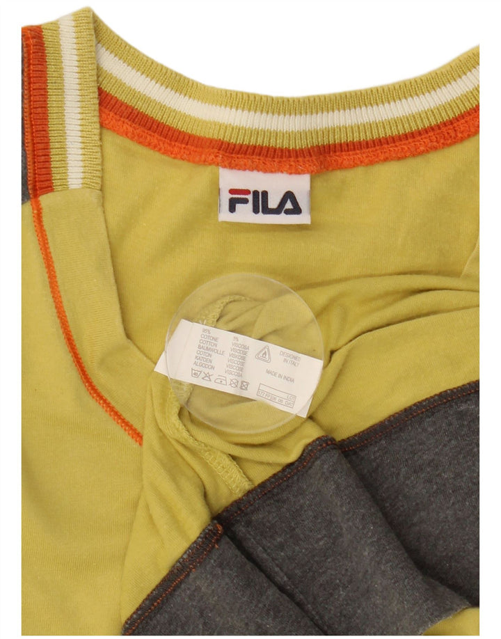 Fila Herre grafisk T-shirt Top Medium Gul Colourblock Bomuld