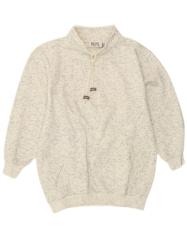 HELLINE Sweatshirt Jumper til kvinder UK 16/18 XL Hvid Flecked Bomuld
