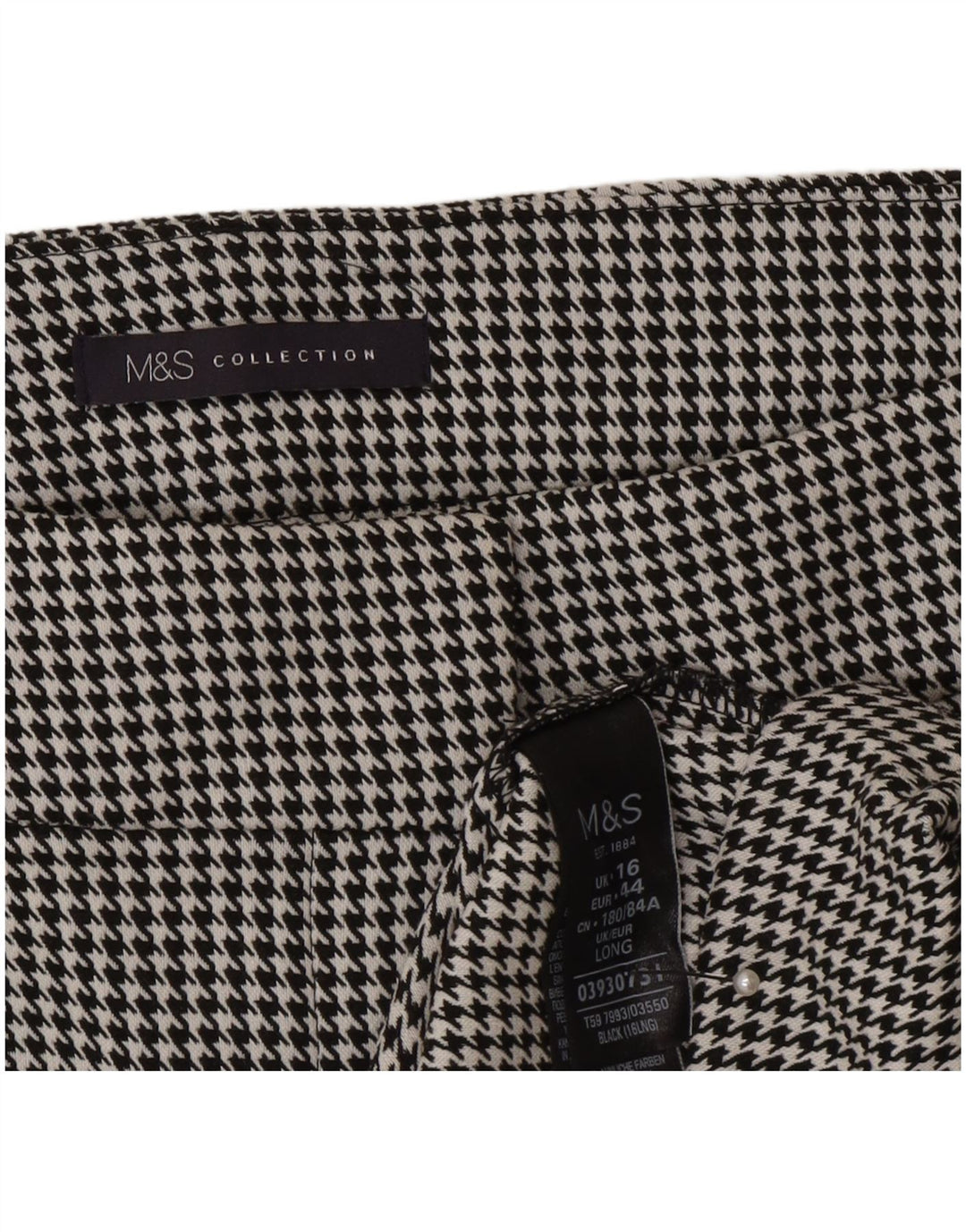 Marks & Spencer Pencil Nederdel til kvinder UK 16 Large W32 Grey Houndstooth