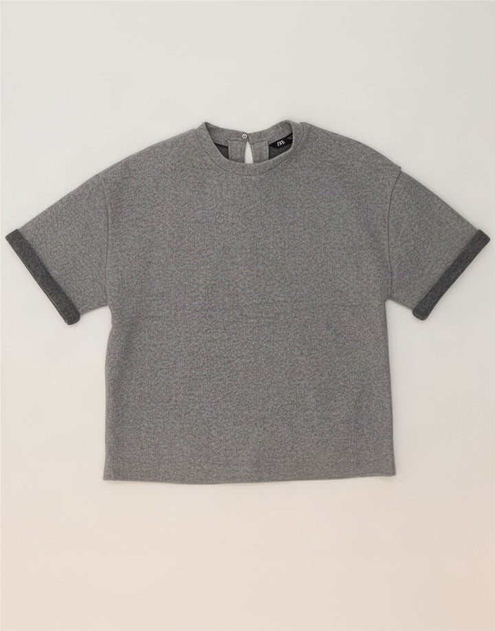 Zara Damebluse Top UK 10 Lille Grå Polyester