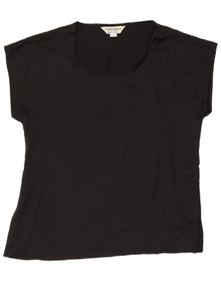 Marina Rinaldi Dame Oversized Bluse Top Størrelse 19 Lille Sort Silke