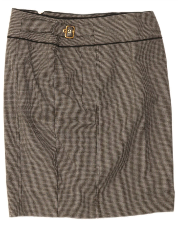 Max & Co. Lige nederdel til kvinder UK 12 Medium W32 Grå Houndstooth Bomuld