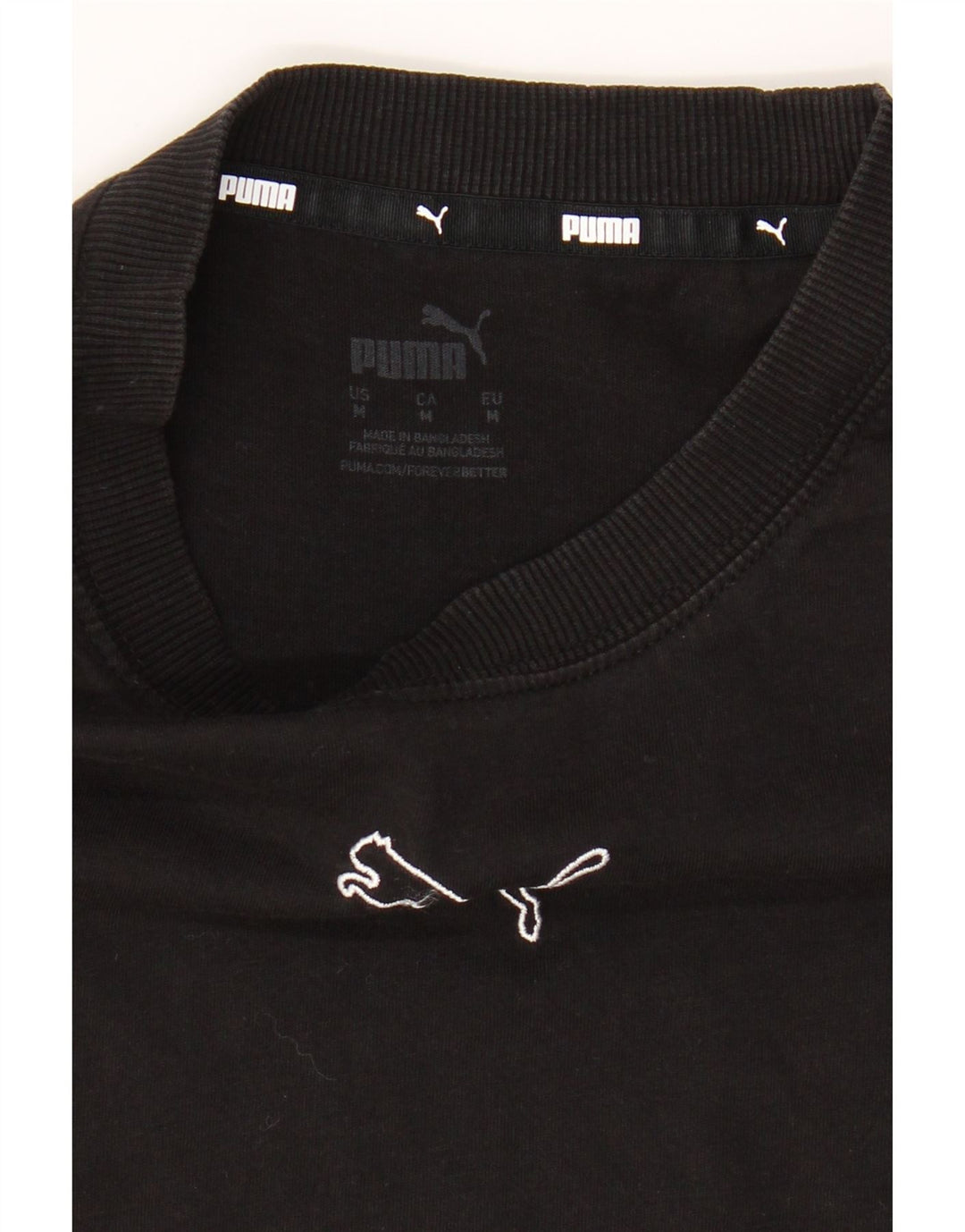PUMA Womens Crop T-Shirt Top UK 14 Medium Black Vintage Puma and Second-Hand Puma from Messina Hembry 