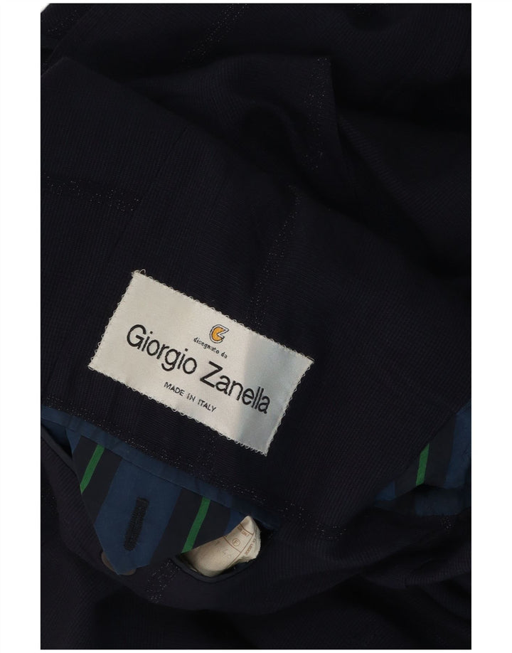 Giorgio Zanella Herre 1-knap blazerjakke IT 46 Small Navy Blue Check