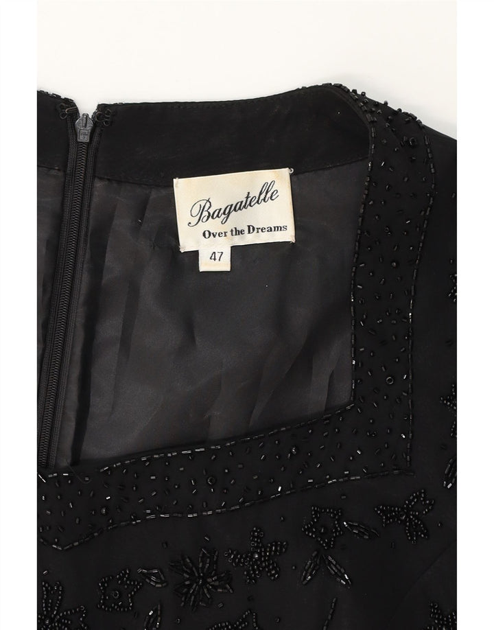 VINTAGE Womens Blouse Top UK 14 Medium Black Acetate Vintage Vintage and Second-Hand Vintage from Messina Hembry 