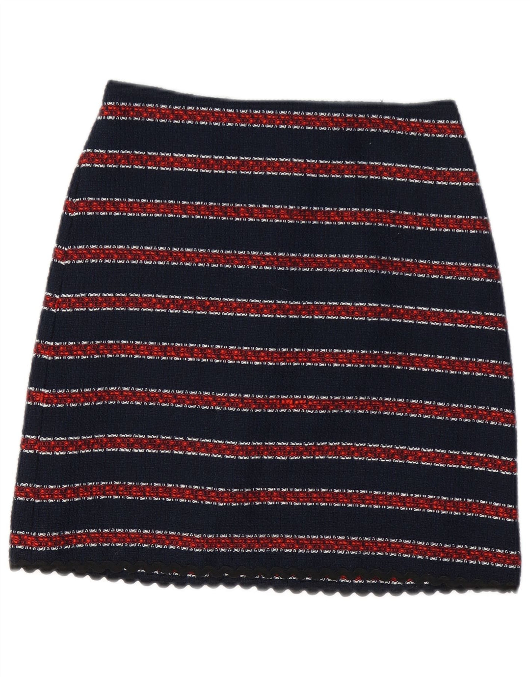 WAREHOUSE Mininederdel til kvinder UK 8 Small W26 Marineblå stribet polyester