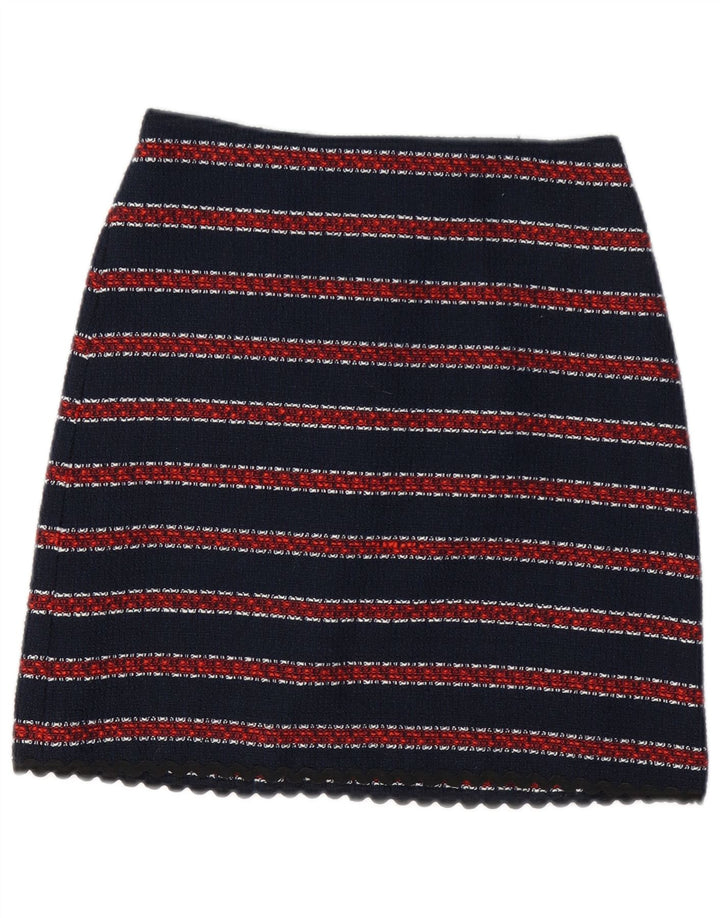 WAREHOUSE Mininederdel til kvinder UK 8 Small W26 Marineblå stribet polyester