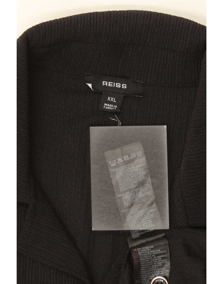 Reiss Herre grafisk kortærmet skjorte 2XL Sort Polyester Moderne