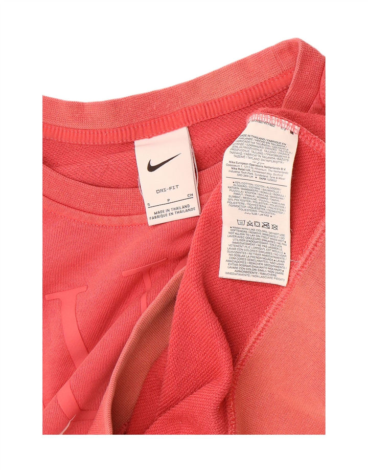 NIKE Womens Dri Fit Oversized Crop Sweatshirt Jumper UK 10 Small Pink