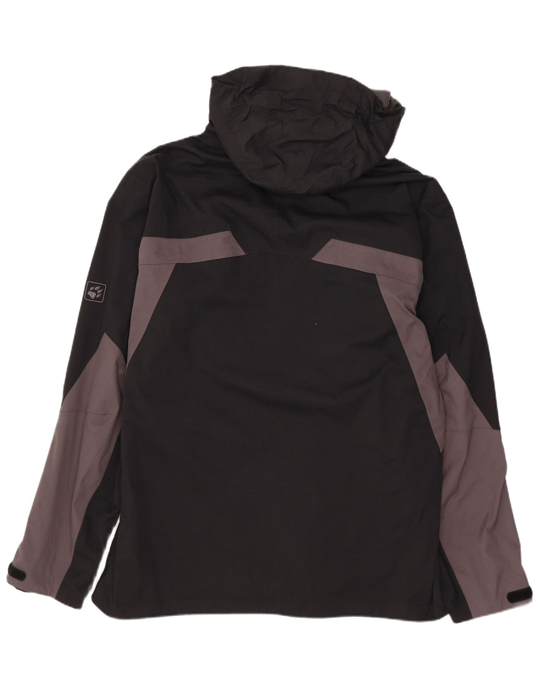 JACK WOLFSKIN Regnjakke med hætte til mænd UK 36/38 Medium Black Colourblock