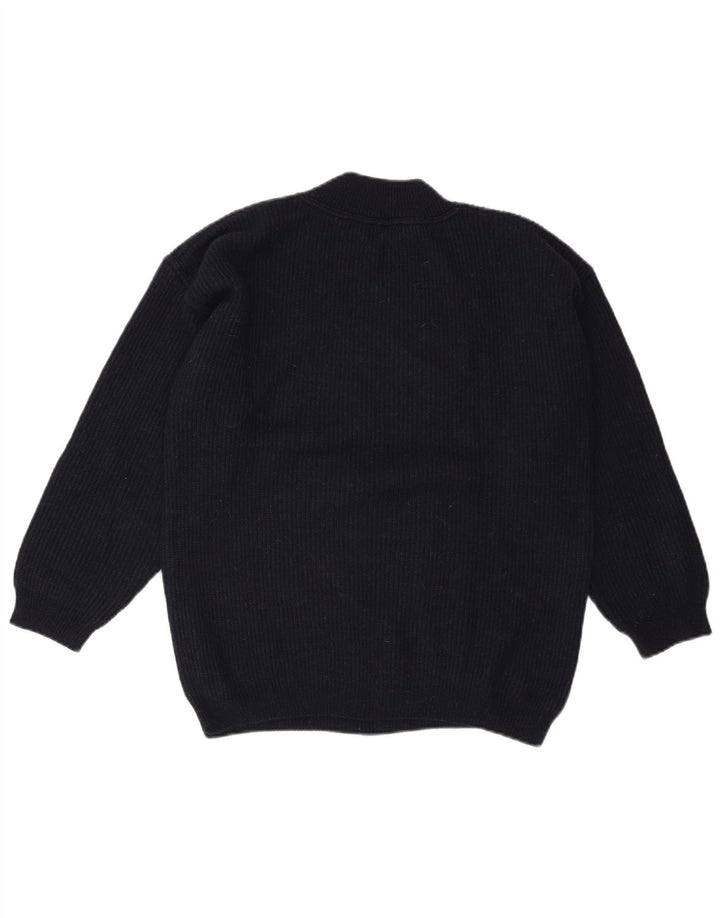 STEFANEL Herre Turtle Neck Jumper Sweater Small Navy Blue Uld