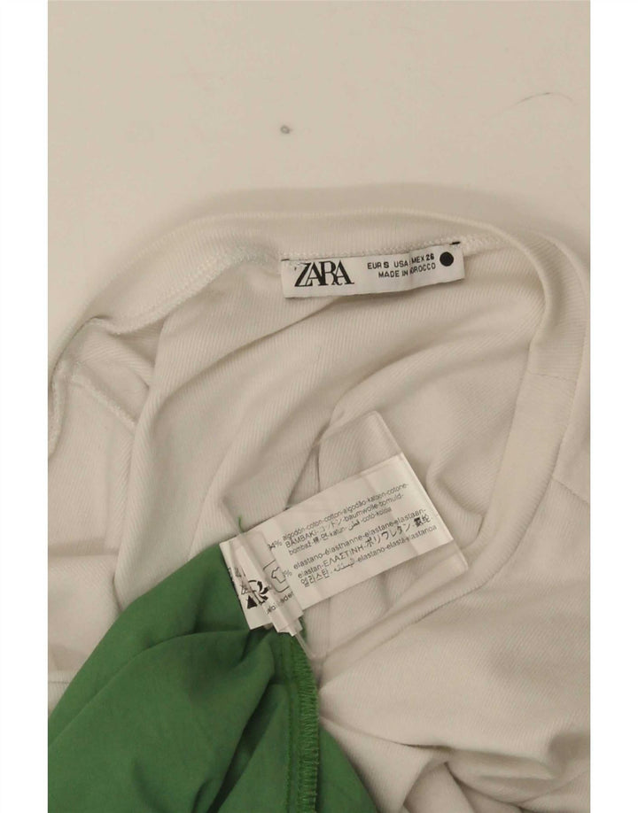Zara Dame Maxi Dress UK 8 Small White Colourblock Bomuld