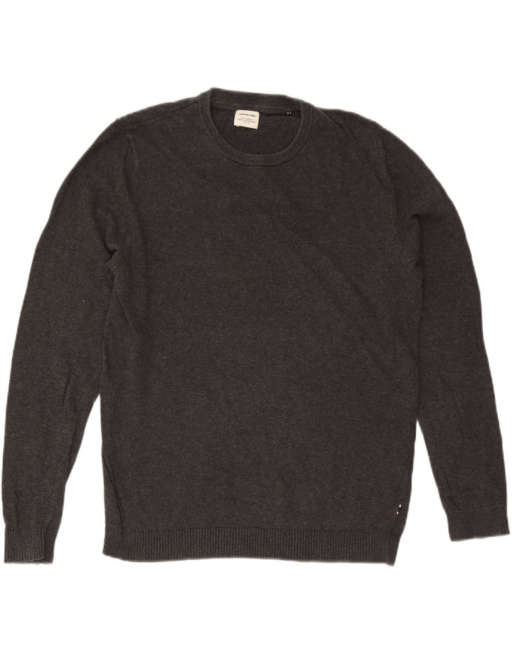 Jack & Jones Herre sweater med rund hals, mellemgrå bomuld