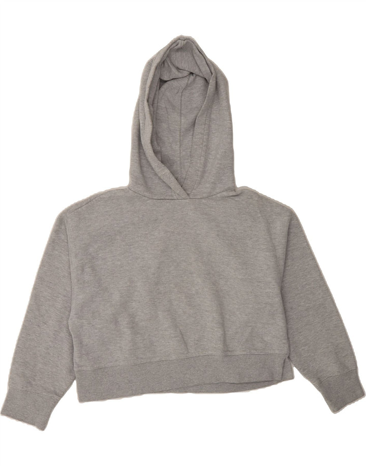 ZARA Womens Crop Hoodie Jumper UK 14 Medium Grey Cotton Vintage Zara and Second-Hand Zara from Messina Hembry 