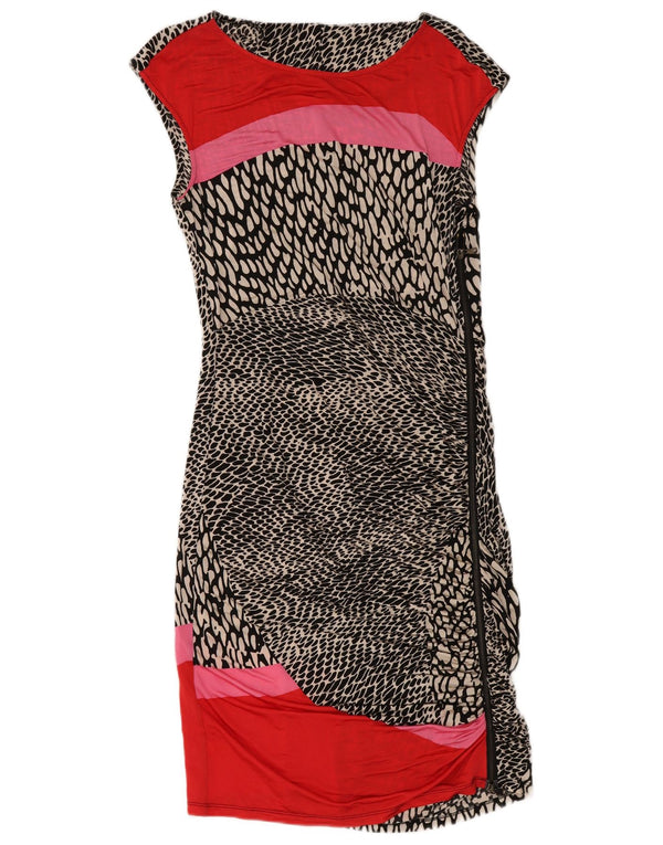 Marella Dame Ærmeløs Skede Kjole UK 18 XL Sort Animal Print Viscose