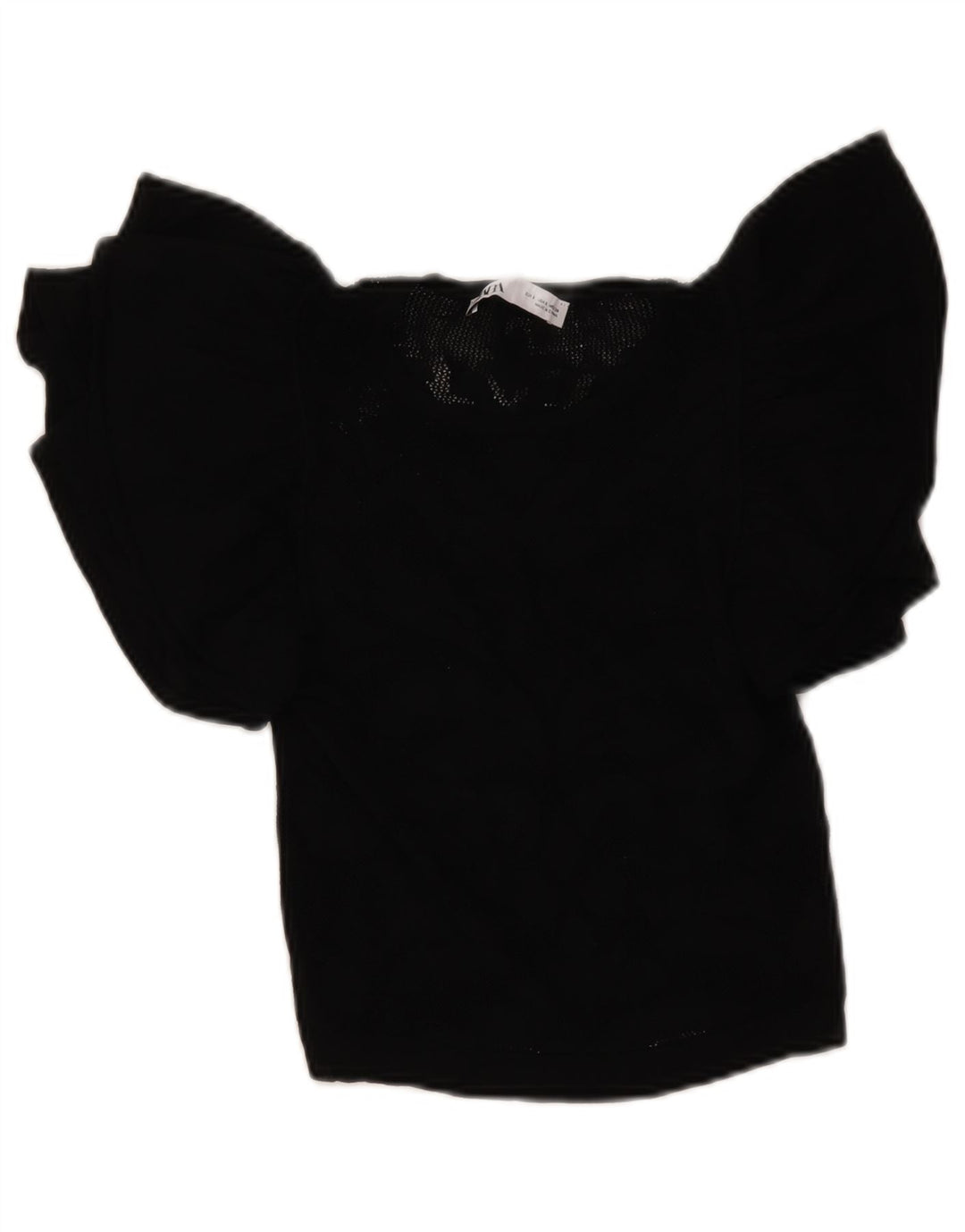 Zara Womens Crop Knit Bluse Top UK 8 Small Black