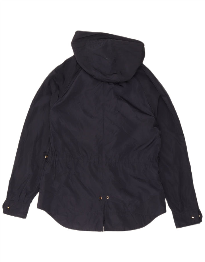 Zara Dame Hætte Oversized Regnjakke UK 6 XS Navy Blue Polyester