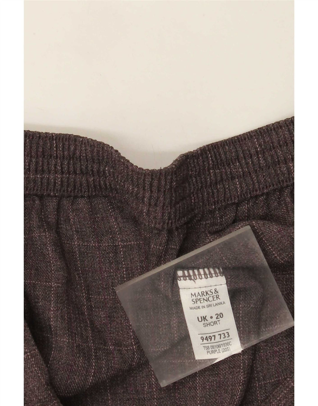 Marks & Spencer korte koniske bukser til kvinder W34 L26 Lilla ternet