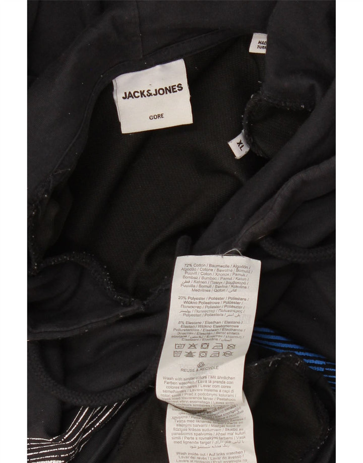 JACK & JONES Grafisk hættetrøje til mænd XL Sort bomuld