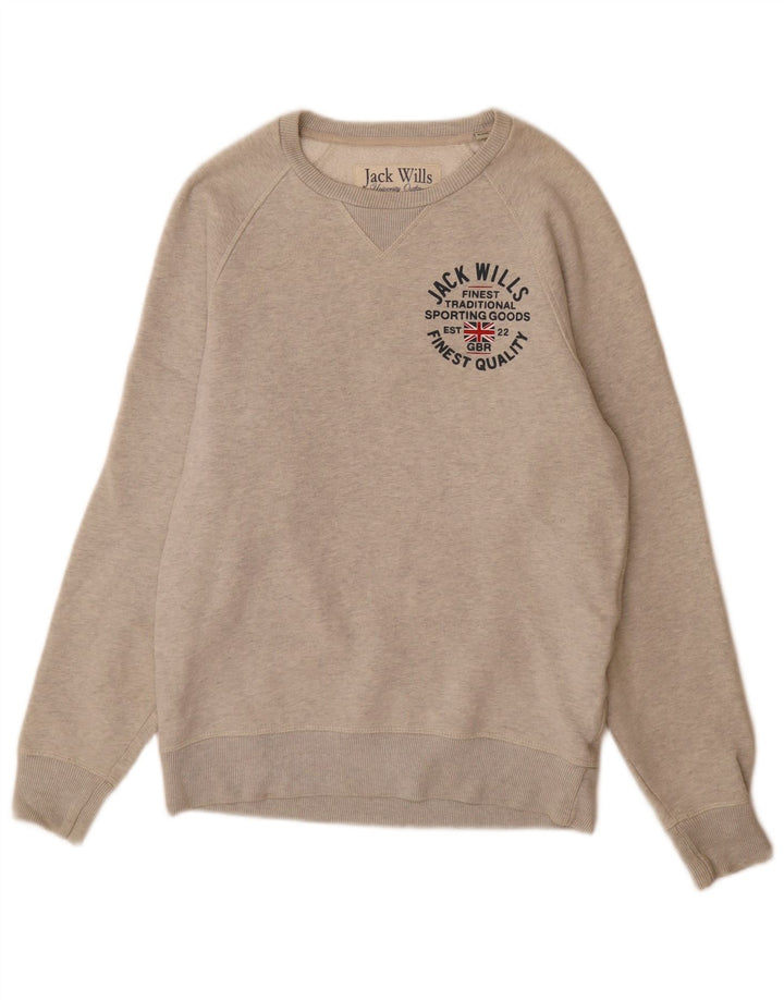 Jack Wills Herre grafisk sweatshirt jumper lille grå flækket bomuld