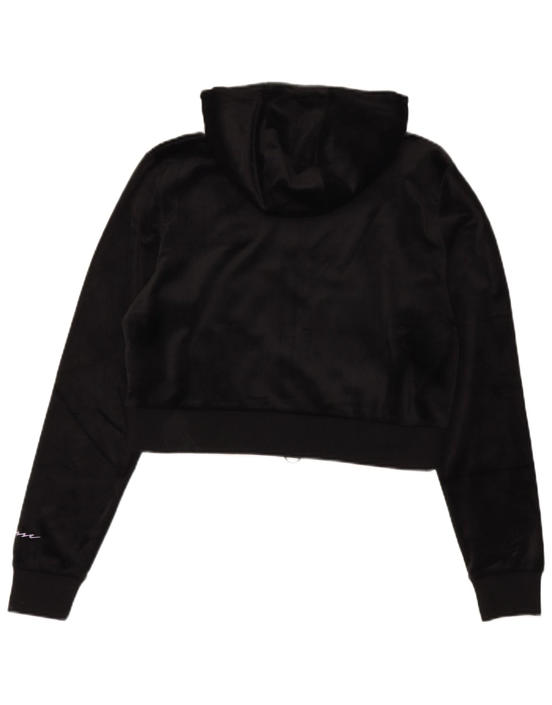 Ellesse Womens Crop Velour Hættetrøje Sweater UK 12 Medium Sort Polyester