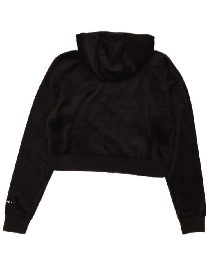 Ellesse Womens Crop Velour Hættetrøje Sweater UK 12 Medium Sort Polyester