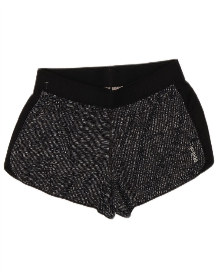 REEBOK sportsshorts til kvinder UK 10 Små grå flækkede polyester