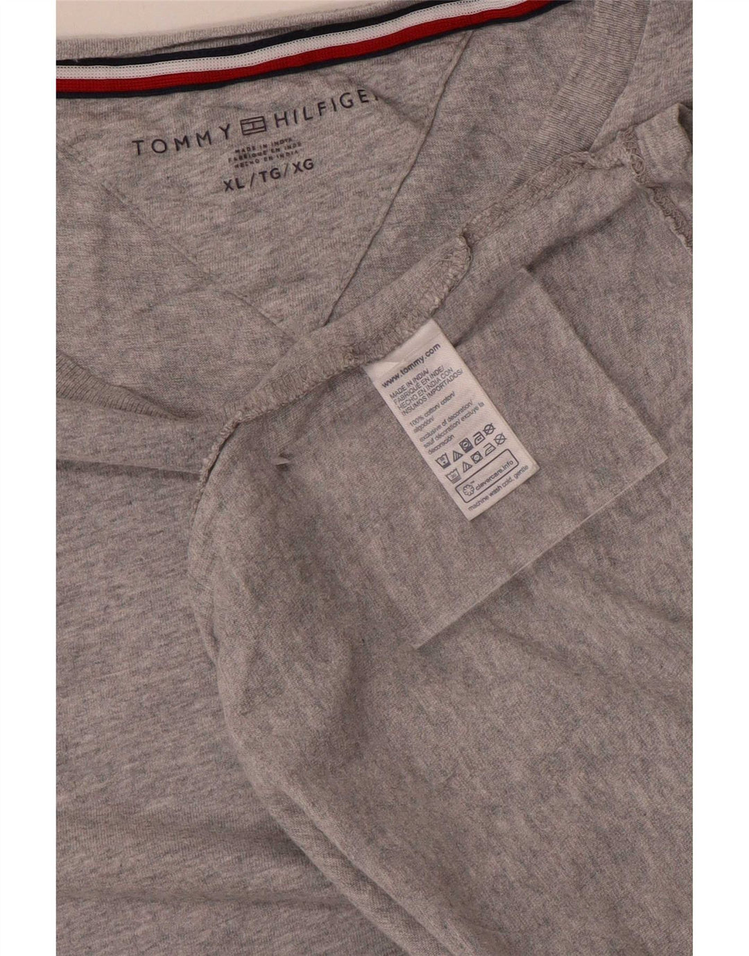 Tommy Hilfiger Herre T-Shirt Top XL Grå Bomuld
