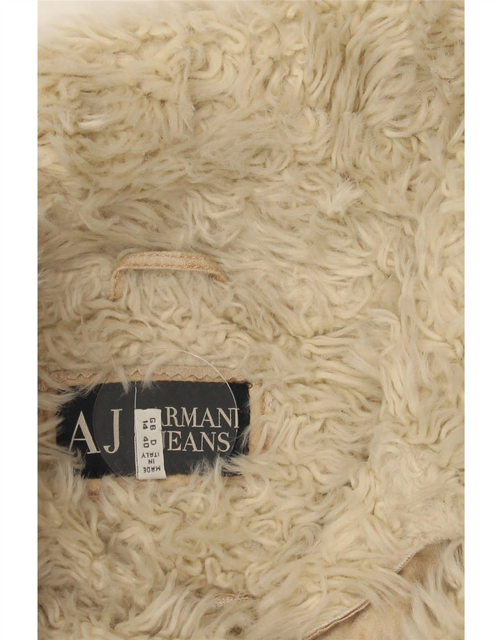 Armani Jeans Dame Crop Sherpa Jacket IT 44 Medium Beige Tie Dye Akryl
