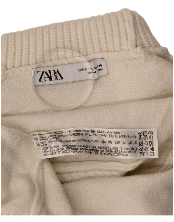 Zara Womens Crop Oversized Roll Neck Jumper Sweater UK 10 Small White