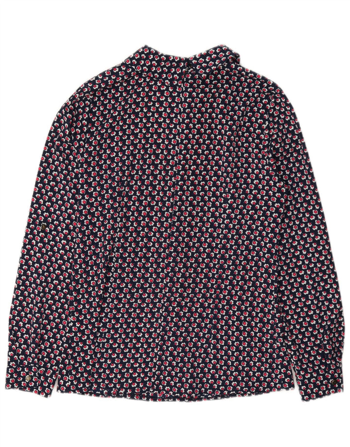 Vintage kvinders abstrakt mønster bluse Top IT 40 Small Navy Blue
