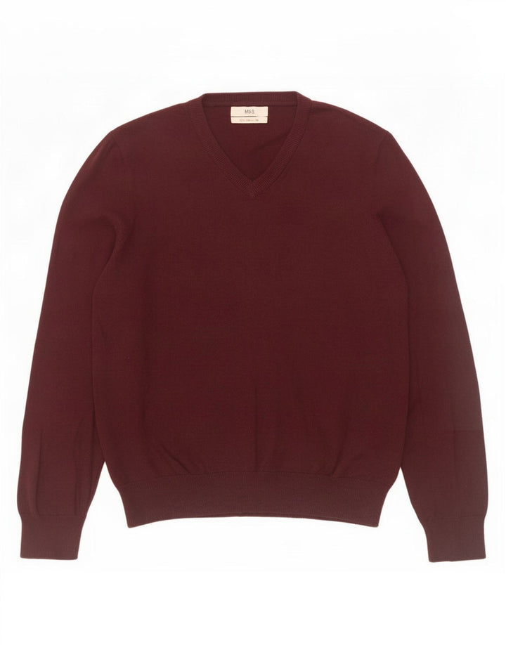 Marks & Spencer Herre V-hals sweater Medium Burgundy