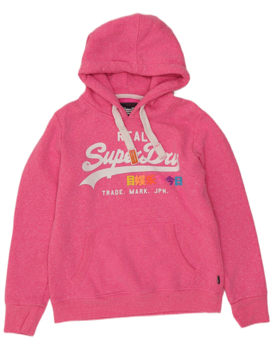 SUPERDRY Womens Graphic Hoodie Jumper UK 12 Medium  Pink Polyester