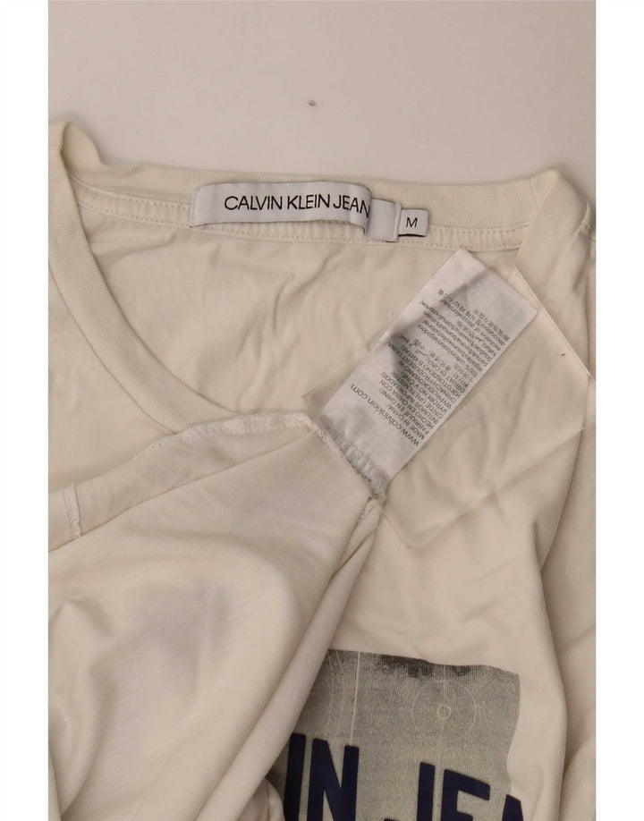 Calvin Klein Jeans Herre grafisk T-shirt Top Medium Hvid Bomuld