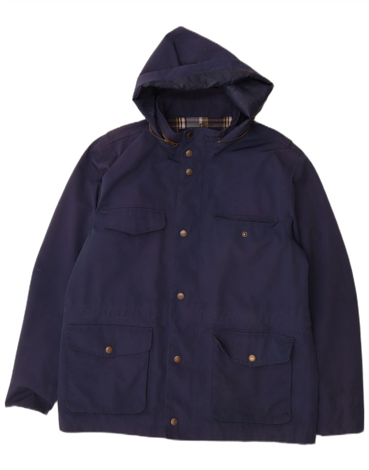 Fat Face Herre Hooded Utility Jacket UK 40 Large Navy Blue Polyester