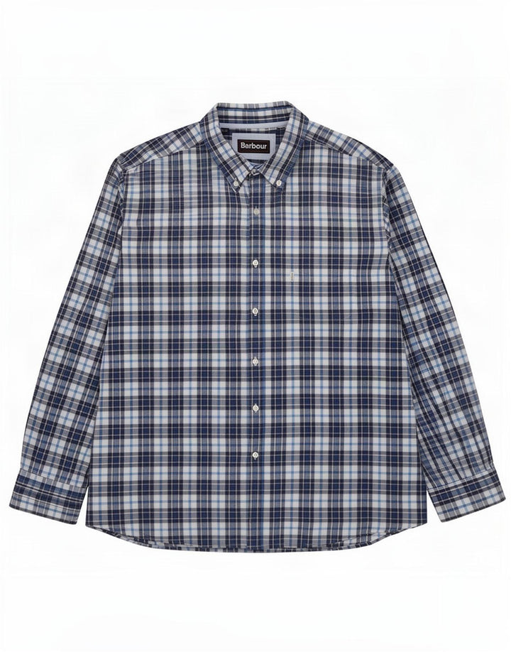 Barbour herreskjorte 2XL blå ternet bomuld
