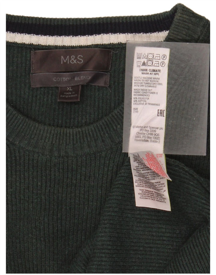 Marks & Spencer Herre sweater med rund hals XL Grøn polyester