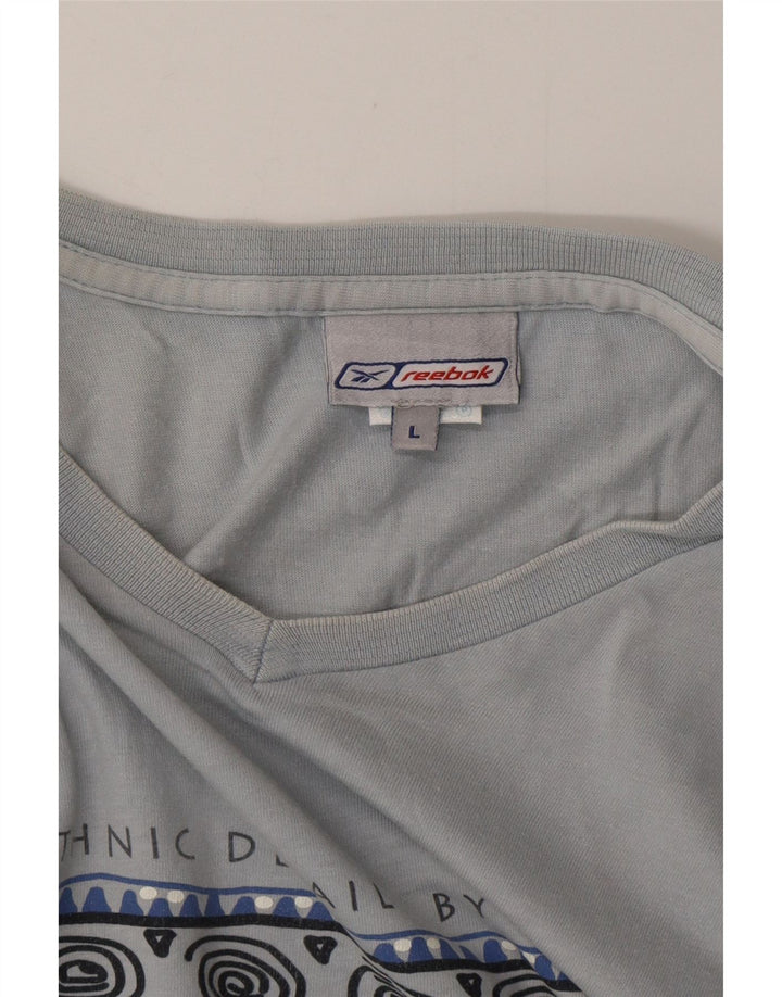 REEBOK Herre Grafisk T-Shirt Top Stor Blå Bomuld