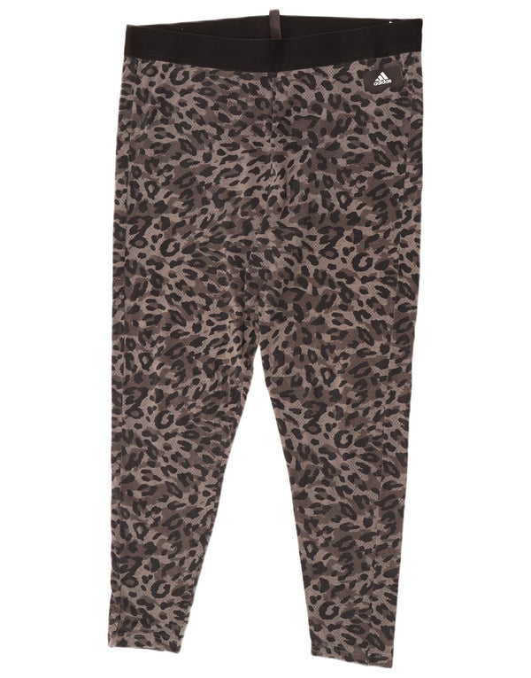 Adidas Dame Leggings UK 20 2XL Grå Animal Print