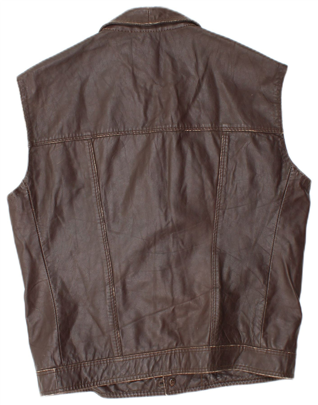 Vintage Herre Læder Gilet UK 36 Lille Brun