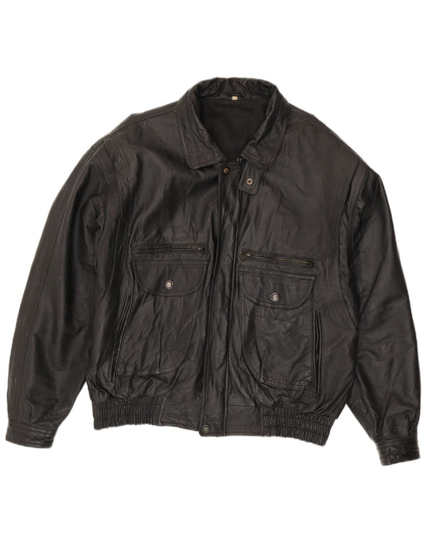 Vintage herre læderjakke UK 44 2XL sort læder