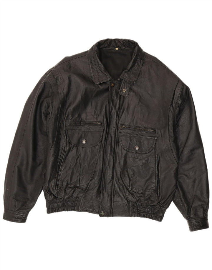 Vintage herre læderjakke UK 44 2XL sort læder