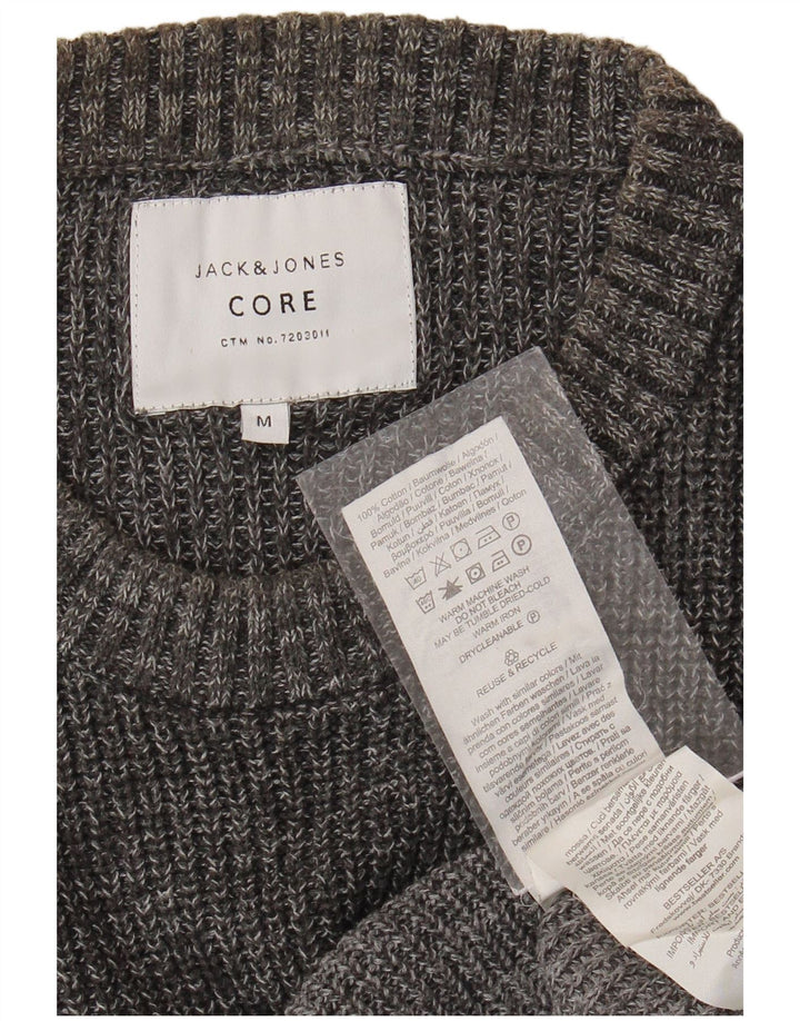 JACK & JONES Mens Core Crew Neck Jumper Sweater Medium Grey Colourblock
