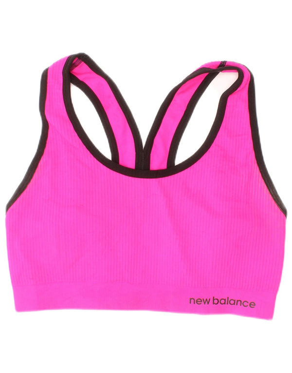 New Balance Womens Padded Sport Bra Top Medium Pink Nylon Sports