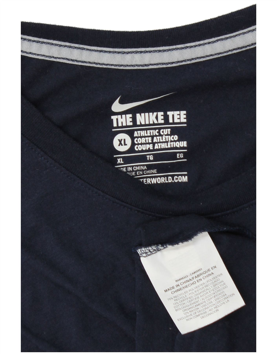 Nike T-shirt i atletisk snit til mænd XL Marineblå Colourblock Polyester
