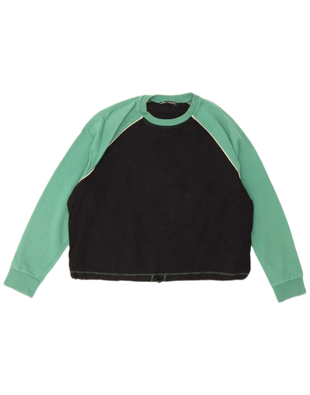 Zara Womens Oversized Sweatshirt Jumper UK 10 Small Black Colourblock