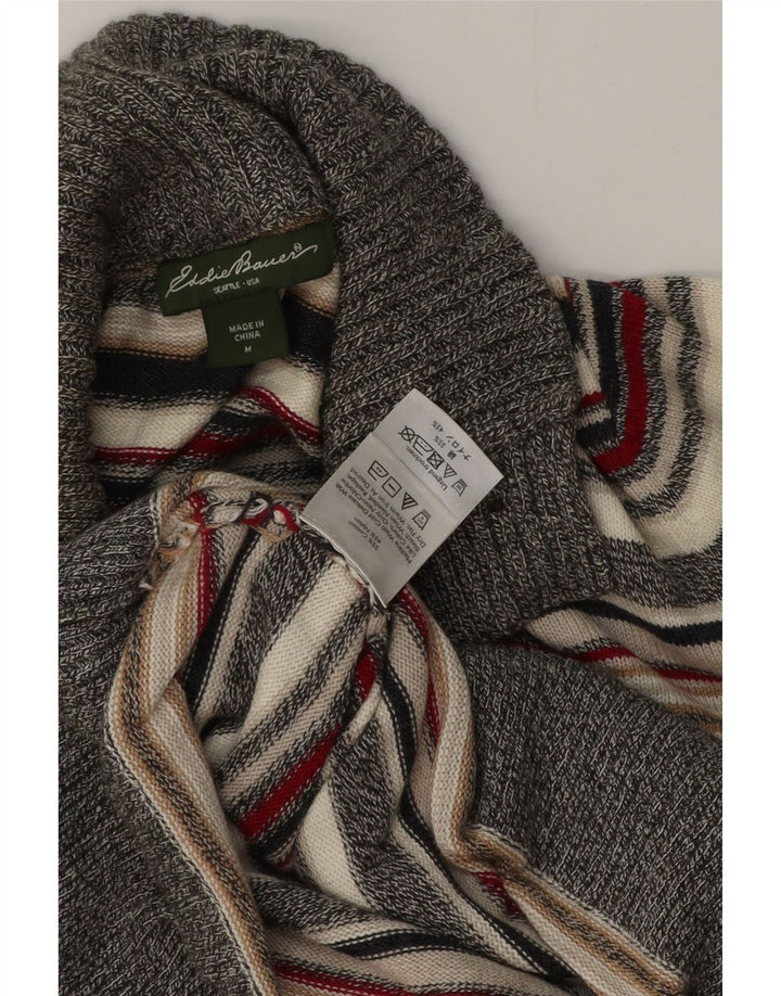Eddie Bauer Dame Button Neck Jumper Sweater UK 14 Medium Multicolored