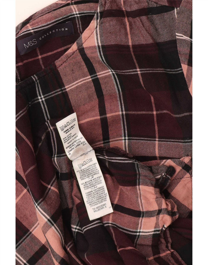 Marks & Spencer damebluse med 3/4 ærmer UK 16 Stor lilla plaid