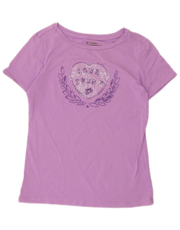 Lotto Dame Grafisk T-Shirt Top UK 18 XL Lilla Bomuld