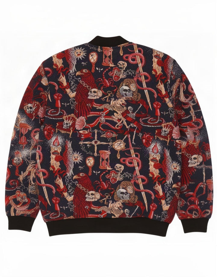 Zara Herre abstrakt mønster bomberjakke UK 42 XL flerfarvet polyester